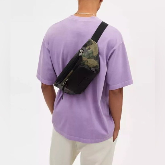 COACH Belt Bag In Signature Canvas Camo Print black Leather/Green Multi … - Picture 4 of 12